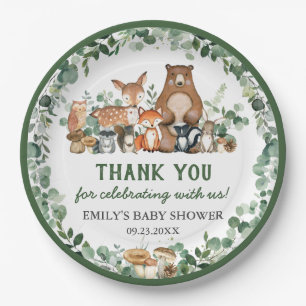 Greenery Woodland Animals Baby shower Birthday Papieren Bordje