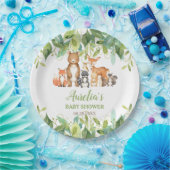 Greenery Woodland Animals Baby shower Birthday Papieren Bordje (Feest)