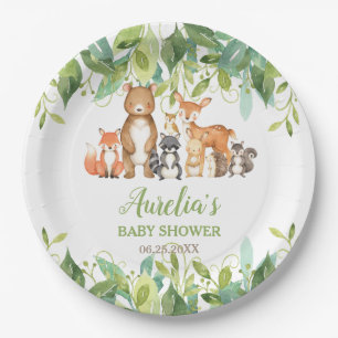 Greenery Woodland Animals Baby shower Birthday Papieren Bordje
