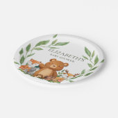 Greenery Woodland Animals Baby shower Birthday Papieren Bordje (Gekanteld)