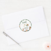 Greenery Woodland Animals Baby shower Birthday Ronde Sticker (Envelop)