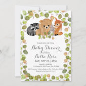 Greenery Woodland Animals Baby shower Invitation Kaart (Voorkant)
