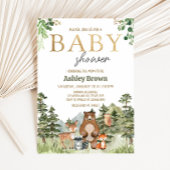 Greenery Woodland Animals Baby shower Kaart