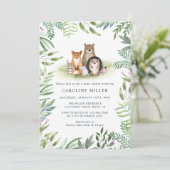 Greenery Woodland Animals Baby shower Kaart (Staand voorkant)