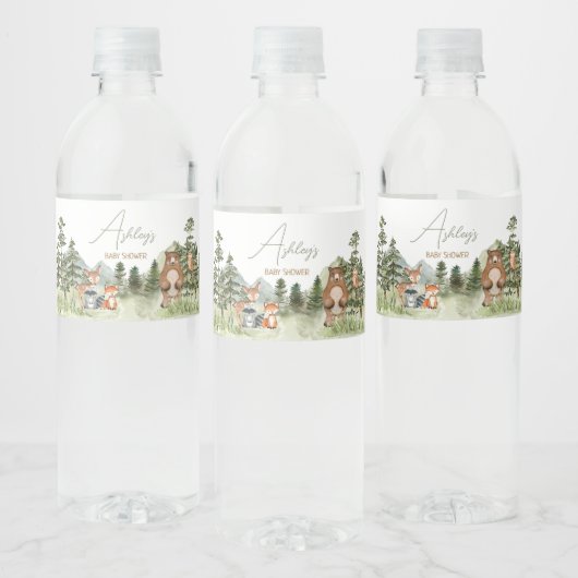Greenery Woodland Animals Baby shower Waterfles Etiket (Flessen)