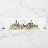 Greenery Woodland Animals Baby shower Waterfles Etiket (Enkel label)
