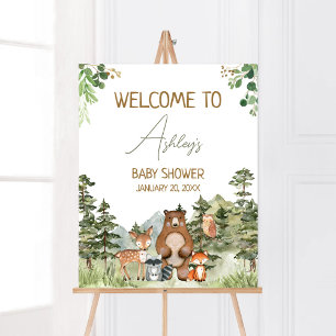 Greenery Woodland Animals Baby shower Welkom Poster
