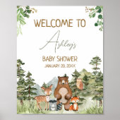 Greenery Woodland Animals Baby shower Welkom Poster (Voorkant)
