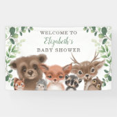 Greenery Woodland Animals Baby shower Welkom Spandoek (Horizontaal)