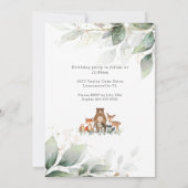 Greenery Woodland Animals Baptism & 1st Birthday Kaart (Achterkant)