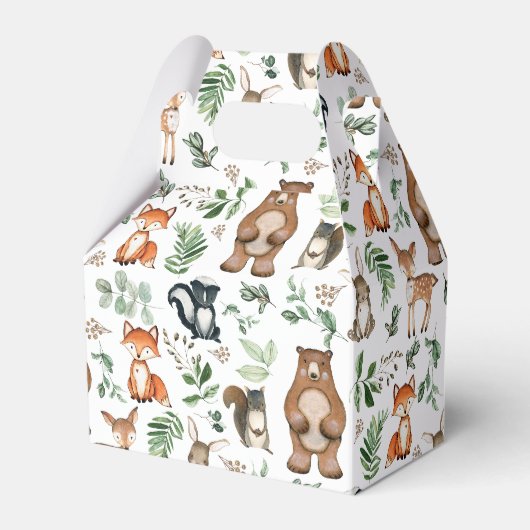 Greenery Woodland Animals Beer Deer Fox Birthday Bedankdoosjes (Voorkant Zijde)