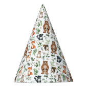 Greenery Woodland Animals Beer Deer Fox Birthday Feesthoedjes (Voorkant)