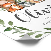 Greenery Woodland Animals Birth Stats Wall Art Poster (Hoek)