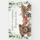 Greenery Woodland Animals Birthday Welcome Banner (Verticaal)