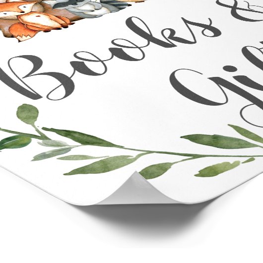 Greenery Woodland Animals Books and Gifts Sign Poster (Hoek)