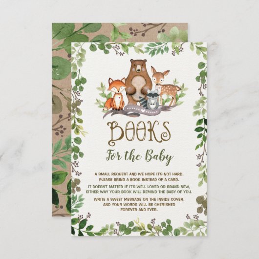 Greenery Woodland Animals Books for Baby Forest Informatiekaartje (Voorkant / Achterkant)