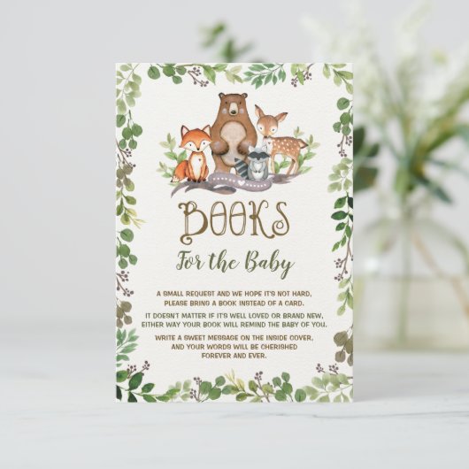 Greenery Woodland Animals Books for Baby Forest Informatiekaartje (Staand voorkant)