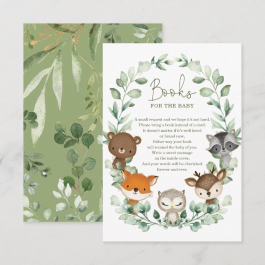 Greenery Woodland Animals Books for Baby Informatiekaartje (Voorkant / Achterkant)