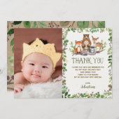 Greenery Woodland Animals Forest Birthday Party Bedankkaart (Voorkant / Achterkant)