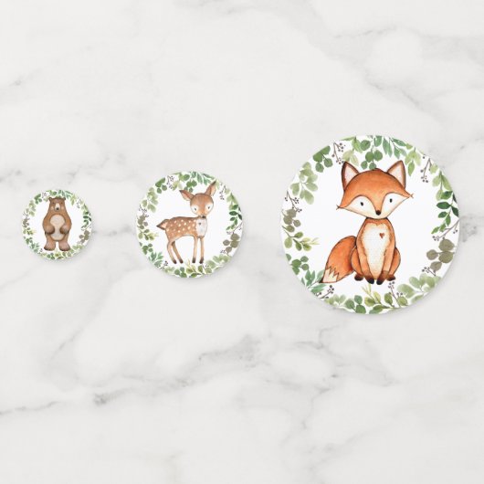 Greenery Woodland Animals Forest Party Baby shower Confetti (Voorkanten)