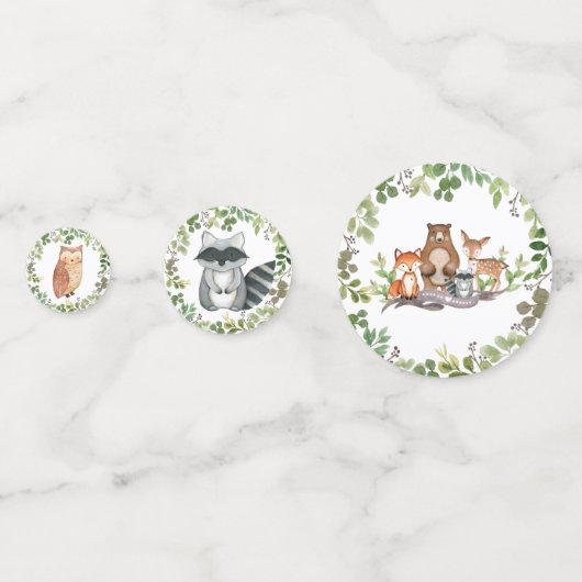 Greenery Woodland Animals Forest Party Baby shower Confetti (Achterkanten)