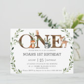 Greenery Woodland Animals hadden één eerste verjaa Kaart (Staand voorkant)