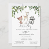 Greenery Woodland Animals Invitation - Baby shower Kaart (Voorkant)