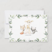 Greenery Woodland Animals New Baby Boy Foto Birth Aankondiging (Achterkant)