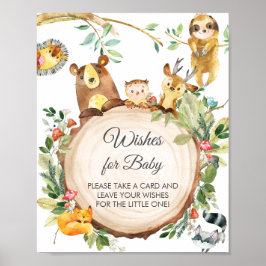 Greenery Woodland Animals wil Baby Poster