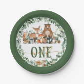 Greenery Woodland Animals Wild One Birthday Papieren Bordje (Voorkant)