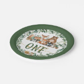 Greenery Woodland Animals Wild One Birthday Papieren Bordje (Gekanteld)