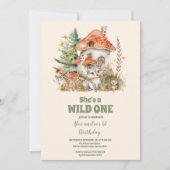 Greenery Woodland Animals Willy ONE 1st Birthday Kaart (Voorkant)