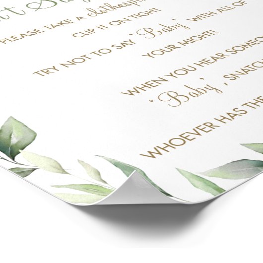 Greenery Woodland Animals zeggen niet dat Baby gam Poster (Hoek)