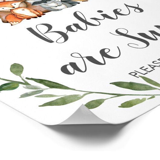 Greenery Woodland Babies zijn snoet Poster (Hoek)