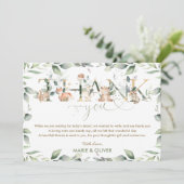Greenery Woodland Baby shower Birthday   Bedankkaart (Staand voorkant)