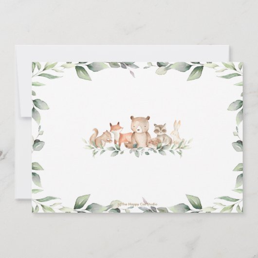 Greenery Woodland Baby shower Birthday   Bedankkaart (Achterkant)