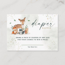 Greenery Woodland Baby shower Diaper Raffle Informatiekaartje