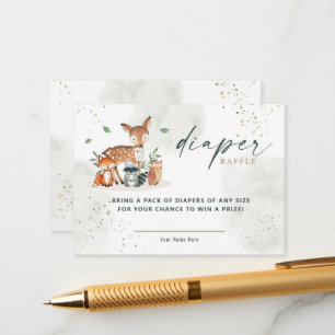 Greenery Woodland Baby shower Diaper Raffle Informatiekaartje
