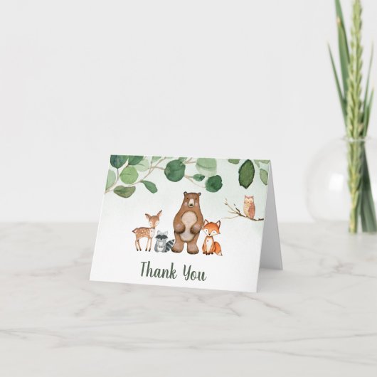 Greenery Woodland Baby shower Hartelijk dank Bedankkaart (Voorkant)