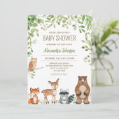 Greenery Woodland Baby shower Kaart (Staand voorkant)