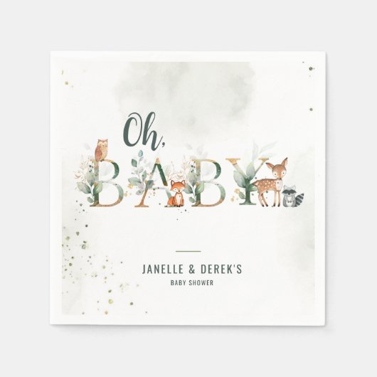 Greenery Woodland Baby shower Servet (Voorkant)