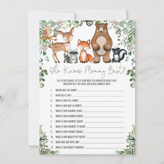 Greenery Woodland die mammie beste gamekaart kent Kaart (Voorkant)