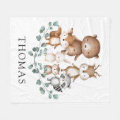 Greenery Woodland Eucalyptus Baby Animals Nursery Fleece Deken (Voorkant (Horizontaal))