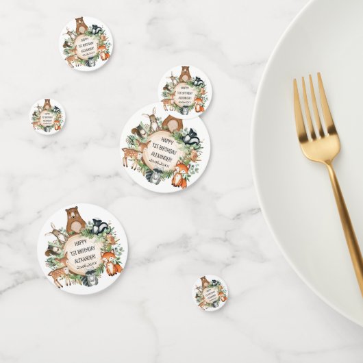 Greenery Woodland Forest Animals Baby 1st Birthday Confetti (Groep)