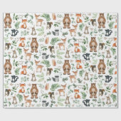 Greenery Woodland Forest Animals Birthday Wild One Cadeaupapier (Vlak)