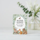 Greenery Woodland Forest Animals Diaper Raffle Informatiekaartje (Staand voorkant)