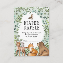 Greenery Woodland Forest Animals Diaper Raffle Informatiekaartje