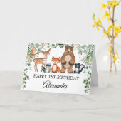 Greenery Woodland Forest Animals Happy Birthday Kaart (Gele Bloem)