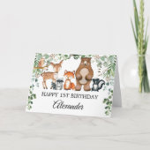 Greenery Woodland Forest Animals Happy Birthday Kaart (Voorkant)