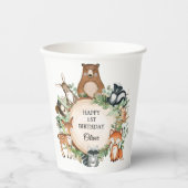 Greenery Woodland Forest Animals Happy Birthday Papieren Bekers (Voorkant)